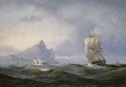 Anton Melbye Sailing ship off Gibraltar France oil painting artist